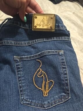 Baby Phat  Blue Denim Jeans with Gold Cat Patch